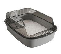 Greabuy Thickened Half Enclosed Cats Litter Pan for Indoor Stop Scatter and Controls Odors Simple Assembly for Home Use Waste Box