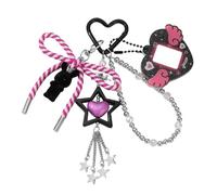 Greabuy Trendy Heart Shape Keychain Bag Accessory with Wing Star Decors Fashion Kerying Perfect for Daily Use Sweet Edgy Heart Keychain