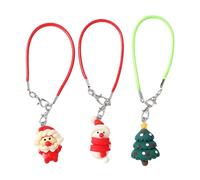 Greabuy Triple Pack Holiday Phone Charm Santa Snowman Christmas Tree Designs Lovely Ornament Festive Loss Proof Keyring Tree Pendant