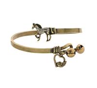 Greabuy Unique Brass Adorned with Glittering Gemstones and Symbolic Charm Open Cuff Bangle Accessory Copper Wristband