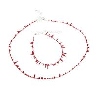 Greabuy Vintage Fashion Novel Red Blood Drop Bracelet Hip Hop Punk Crossed Open Bracelet Necklace Banquet Jewelry