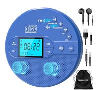 Greadio NEW Portable CD Player with Bluetooth, Discman CD Player with 2000mAh Rechargeable Battery, Compatible FM Transmitter, USB, AUX, Personal MP3 Players Anti-Skip Protection for Car (Blue)