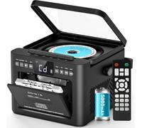 Greadio Portable CD Players for Home, Rechargeable Cassette Player | Boombox CD Player with FM Radio, Bluetooth, 5000mAh Battery, Remote Control, USB, AUX, TF/SD Card, 5W Dual Stereo Speaker