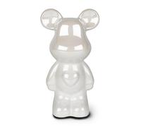 greafy Ceramic Bear Statue - High Gloss Decorative Sculpture 18cm Tall in Ivory White for Living Room, Bookshelves, Office and Sideboards