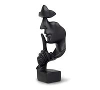 greafy Decorative Sculpture Silence Black - Abstract Face Silence Statue Made of Resin Figure Thinker on Black Base as Living Room Decoration Modern Decorative Figure for Bedroom and Office, 27 cm