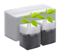 GREANER 100PCS Nursery Growing Bags Large, 7.8x8.6 inches Biodegradable Non-Woven Fabric Seedling Grow Bag, Seed Starting Pots Pouches for Planting Seedling Cutting Clones, White Plant Nursery Bags