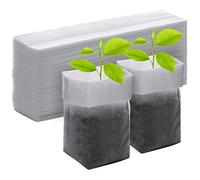 GREANER 100PCS Seedling Nursery Bags, 7.8x13.7 inches Biodegradable Non-Woven Fabric Plant Grow Bags, Seeding Starter Container Pouch for Vegetables, Flowers, Fruits, Trees, Indoors and Outdoors Use