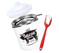 Grease Container, 1.2 Litre Fat Canister, Bacon Grease with Strainer and Spatula, for Cooking and Baking, for Holidays, Weekend, Breakfast, Brunch