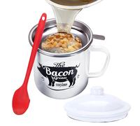 Grease Container - 1.2 Litre Fat Canister, Container for Fat with Strainer and Spatula | For The Kitchen, For Cooking And Baking, For Holidays Weekend, For Breakfast