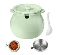 Grease Container for the Kitchen - 1500 ml Ceramic Oil Storage Jar | Bacon Fat Storage Jar with a Strainer and Spatula - For Kitchen, Baking, Holidays, Weekends, Breakfast, Brunc
