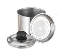 Grease Container - Oil Container, Pot Fat Storage with Lid, Enamel Coated Oil Storage Jar | Bacon Dripping Holder, Non-Stick Grease Keeper, Oil Canister, Compact Grease Storage Pot, Kitchen Tools