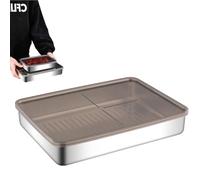 Grease Drain Tray | Steel Bacon Crisper | Airtight Container with Latched Base for Oil Separation and Freshness Lock | Multifunction Storage Box for Delis Cooked Meat Sausages Snacks or