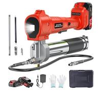 Grease Gun Battery Powered for Truck: 10000 PSI Electric Grease Gun with 2 Batteries and Charger - Heavy Duty Cordless Grease Gun with LED Light for Trailer - Car Boat Machinery Maintenance
