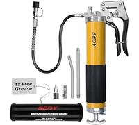 Grease Gun,Heavy Duty Grease Gun Kit - 14oz Free Grease Tube 8000 PSI Pistol High Pressure Flexible Hose Bearing Grease Pump Marine Durable Connectors Adapters Extension Tubes Nozzle Easy Operation
