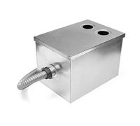 Grease Interceptor, 350 * 250 * 250mm Stainless Steel Double Inlet Grease Trap Interceptor Oil Water Separator Kitchen Accessories Wastewater Treatment