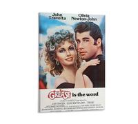 Grease Movie Poster Print Retro Wall Art Classic Film Decor John Travolta Olivia Newton-John 1970s Nostalgia Vintage Pop Culture Artwork for Home And Office Gift 08x12inch(20x30cm) Framed