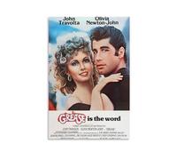 Grease Movie Poster Print Retro Wall Art Classic Film Decor John Travolta Olivia Newton-John 1970s Nostalgia Vintage Pop Culture Artwork for Home And Office Gift 16x24inch(40x60cm) Unframed