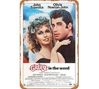 Grease Movie Poster Retro Metal Sign Vintage Tin Sign for Cafe Bar Man Cave Office Garage Home Wall Decor 12 X 8 inch