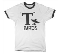 Grease Officially Licensed T Birds Ringer Mens T-Shirt (White-Black), Large