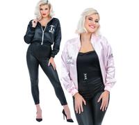 Smiffys Grease Reversible Pink Ladies and T-Birds Jacket for Women - Official Licensed 1950s Rock n Roll Fancy Dress Costume Accessory for Musicals, Hen Parties, Halloween & Retro Events, Medium