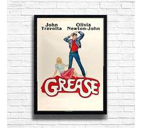 Grease Poster Print, Musical Print, A4 A3 West End Broadway Theatre Show, Wall Art Deco Special Canvas West End Print, London theatre art frame options (A4 Framed (Black))