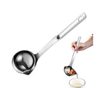 Grease Skimmer, Stainless Steel Kitchen Ladle with Long Handle and Pouring Spout, Grease Separator Strainer, for Use in Apartment, Business, Rental, Bakery and