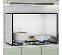 Grease Stove Splatter Guard, Foldable Stainless Steel Splatter Guard for Stove Multiple Sizes 2 Sides 3 Sides 4 Sides(3 Sides 60x80x45cm)