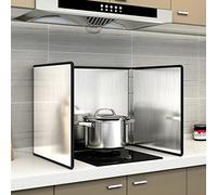Grease Stove Splatter Guard, Foldable Stainless Steel Splatter Guard for Stove Silver Multiple Sizes(3 Sides 70x80x45cm)