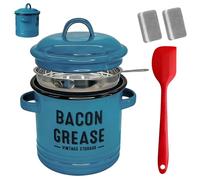 Grease Tin for the Kitchen - 1200 ml Oil Storage Container, Spatula Included, Fat Strainer for Holiday Cooking, Food Preparation, Roasting and Baking in Camping Thanksgiving Restaurant, Easy to Use