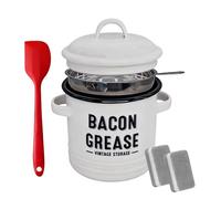 Grease Tin for the Kitchen - 1200 ml Oil Storage Container, Spatula Included, Fat Strainer for Holiday Cooking, Food Preparation, Roasting and Baking in Camping Thanksgiving Restaurant, Easy to Use