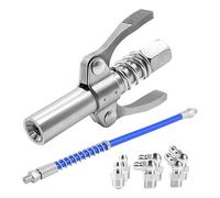Grease Tool Coupling, Quick Release Grease Coupling - Grease Nipple Lubrication Coupling - Leak-proof Grease Connectors, Grease Tool Adapter with Double Handle, High Pressure Grease Nozzle