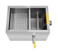 Grease Trap Interceptor 13.8x9.8x9 Inches Oil Water Separator with Four-Stage Filtration & Automatic Shut-Off Durable Stainless Steel Grease Trap for Kitchen Wastewater Treatment