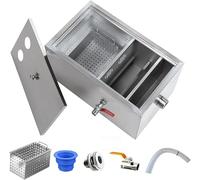 Grease Trap Interceptor, Stainless Steel Waste Oil-Water Separator with Removable Baffles for Kitchen, Restaurant, and Factory, 60x30x29cm