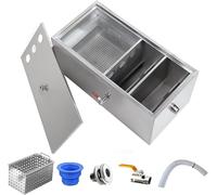 Grease Trap Interceptor, Stainless Steel Waste Oil-Water Separator with Removable Baffles for Kitchen, Restaurant, and Factory, 60x30x29cm