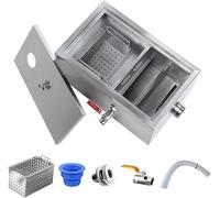 Grease Trap Interceptor, Stainless Steel Waste Oil-Water Separator with Removable Baffles for Kitchen, Restaurant, and Factory, 60x30x29cm