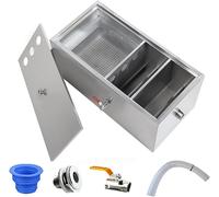 Grease Trap Interceptor, Stainless Steel Waste Oil-Water Separator with Removable Baffles for Kitchen, Restaurant, and Factory, 60x30x29cm