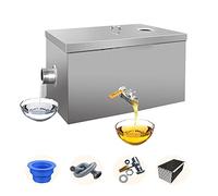 Grease Trap Under Sink Stainless Steel - Top Inlet Commercial Grease Interceptor with Removable Filter Basket for Restaurant, Canteen, Kitchen, Factory