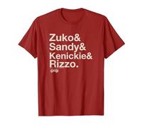 Grease Zuko Sandy Kenickie Rizzo Name Stack T-Shirt, Men, Cranberry Red, Large