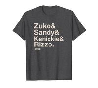 Grease Zuko Sandy Kenickie Rizzo Name Stack T-Shirt, Men, Dark Heather Grey, 3X-Large