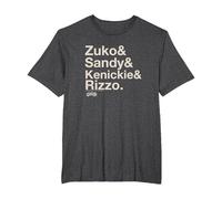 Grease Zuko Sandy Kenickie Rizzo Name Stack T-Shirt, Men's Big and Tall, Dark Heather Grey, 6X Tall