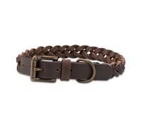 Greased Leather Braided Dog Collar - Robust Handmade Leather Collar - High-Quality Buffalo Leather Collar Clarissa (M (36.0-45.0 cm)