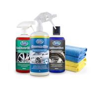 Greased Lightning Exterior Valet Bundle - Wash, Wax, Wheels & Tyres | Showroom Shine, Brilliant Black & Wheel Cleaner - complete exterior valet in one box. Includes 4 microfibre cloths