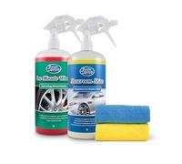 Greased Lightning Waterless Car Wash Wax & Wheel Cleaner Twin Pack + Cloths