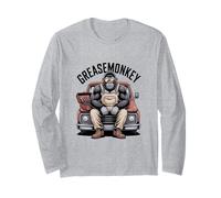 Greasemonkey Gorilla Retro Mechanic Garage Monkey Graphic Long Sleeve T-Shirt