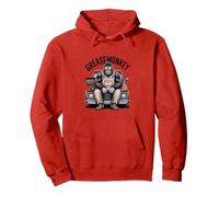 Greasemonkey Gorilla Retro Mechanic Garage Monkey Graphic Pullover Hoodie
