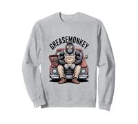 Greasemonkey Gorilla Retro Mechanic Garage Monkey Graphic Sweatshirt