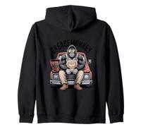 Greasemonkey Gorilla Retro Mechanic Garage Monkey Graphic Zip Hoodie