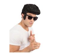 Greaser Wig 1950s Retro Costume Rockabilly Party Accessory Black Hair