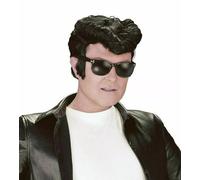 Greaser Wig for Men 1950s Rockabilly Costume Accessory with Slicked-Back Black Hair, Perfect for Grease, Elvis, Halloween & Retro Parties