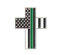 Great 1 American Flag Christian Cross Lapel Pin, S, Metal, no gemstone